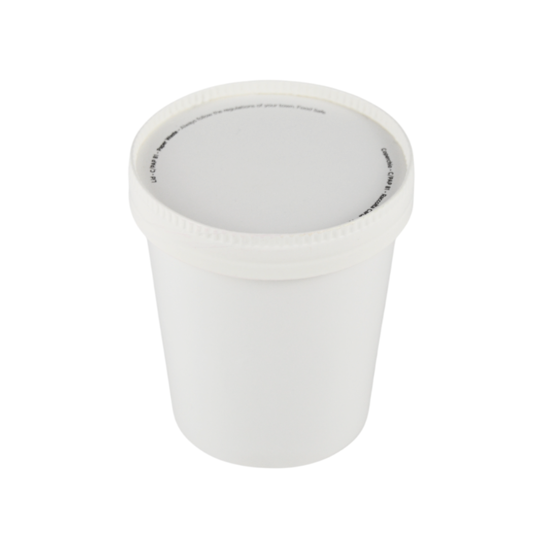 Pz 25 Barattolo per gelato in cartone termico bianco + coperchio per asporto