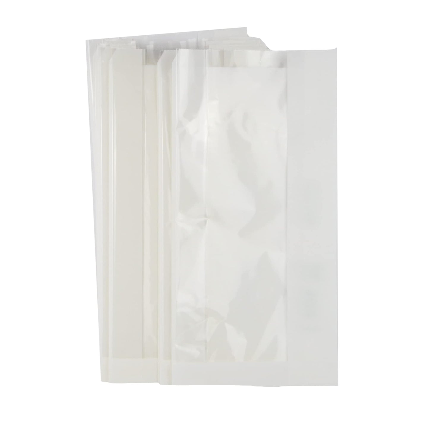 Pz 100 sacchetti con finestra in carta antigrasso avana neutra per pasticcerie, bar, fast food