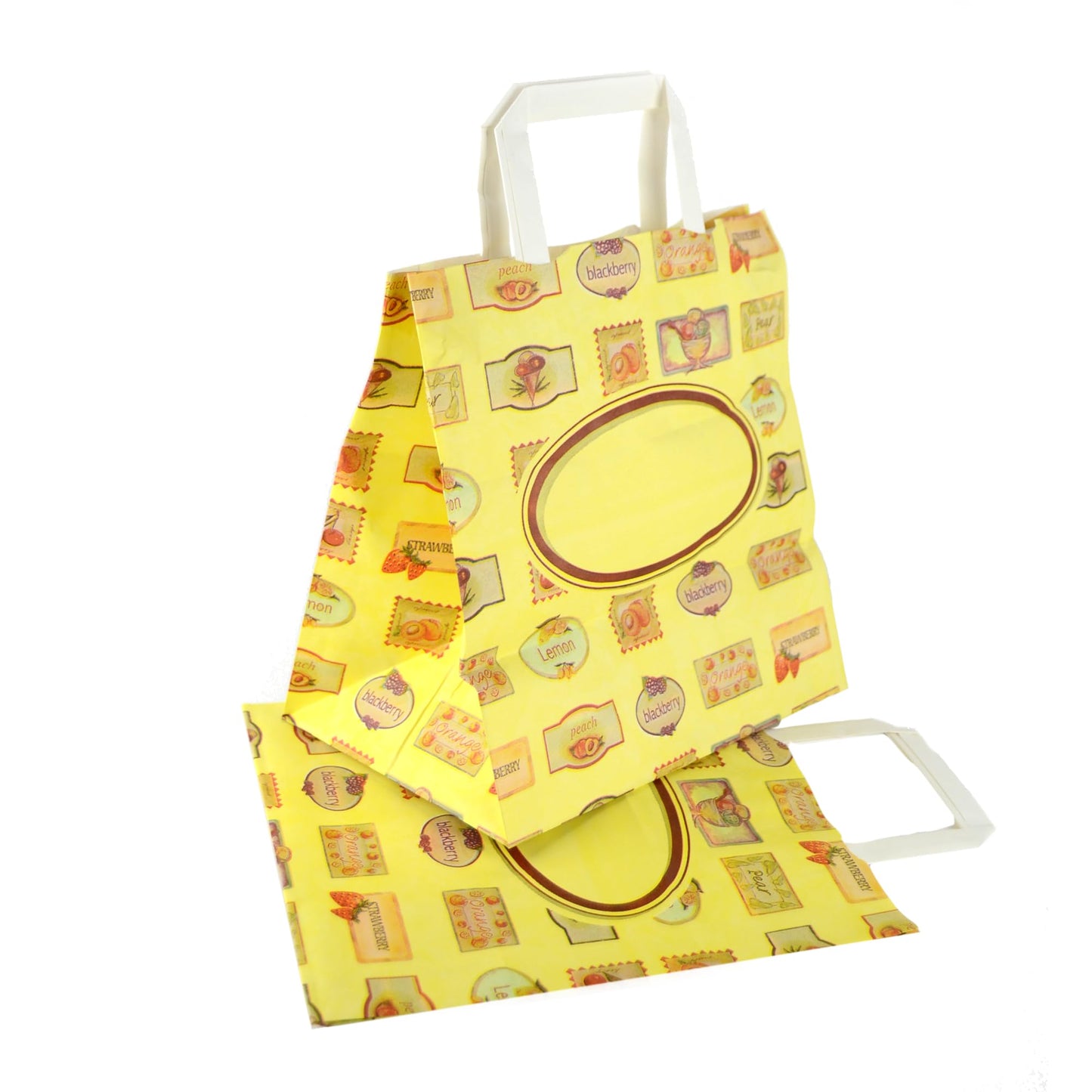 Pz 50 borse con manici in carta decorata per asporto shopper bag