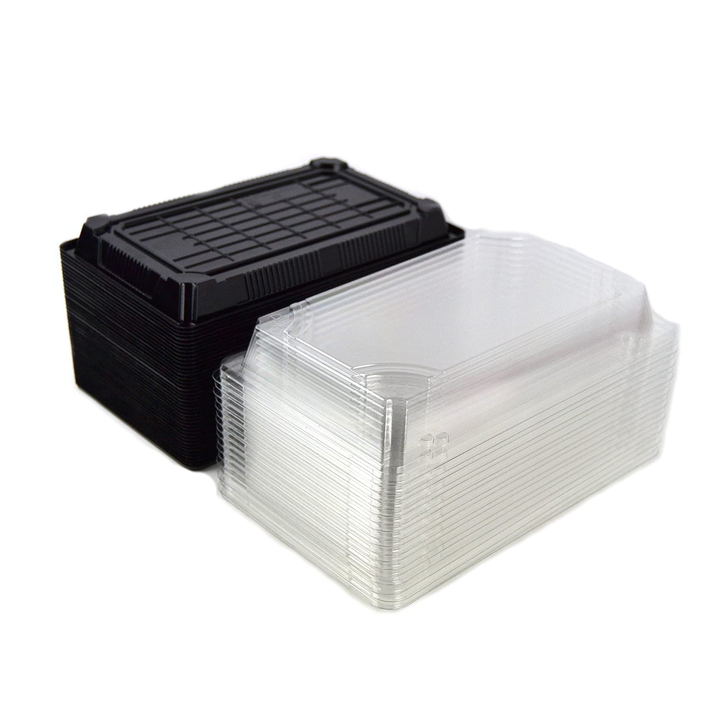 pz 50 vaschetta nera per sushi, sashimi, pesce ideale per l'asporto di circa 14/16 porzioni + coperchio
