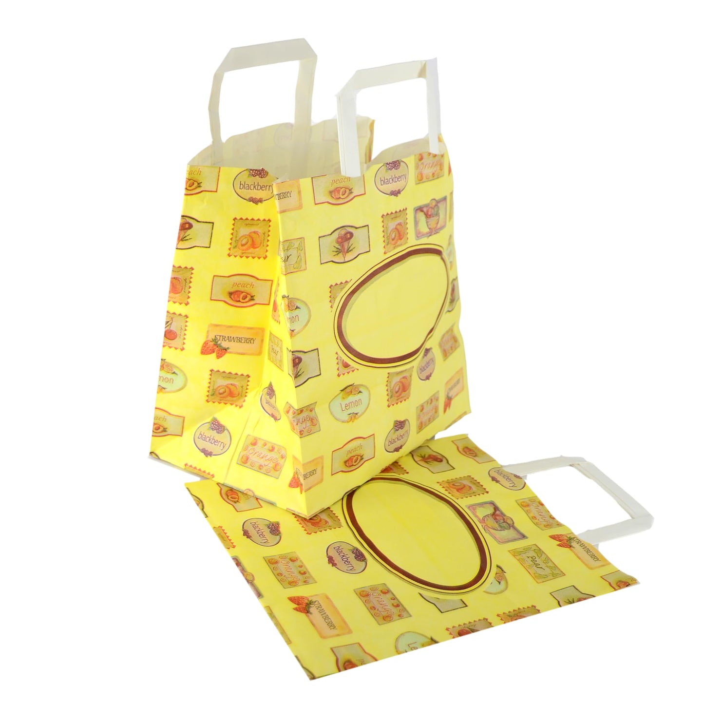 Pz 50 borse con manici in carta decorata per asporto shopper bag
