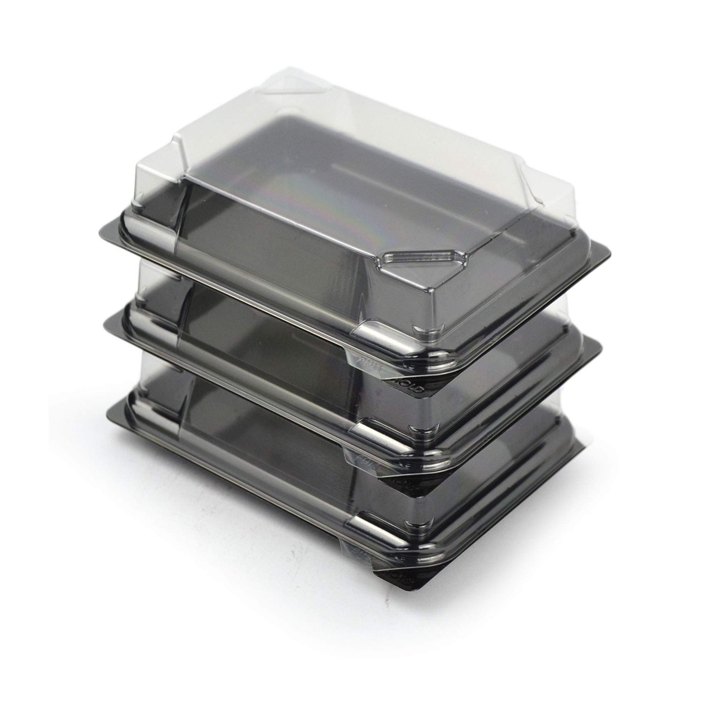 pz 25 vaschetta nera per sushi, sashimi, pesce ideale per l'asporto di circa 6/8 porzioni + coperchio