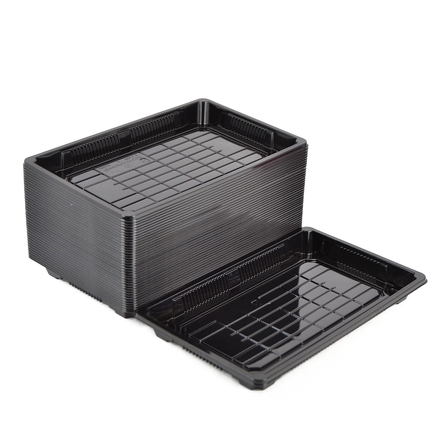 pz 50 vaschetta nera per sushi, sashimi, pesce ideale per l'asporto di circa 14/16 porzioni + coperchio