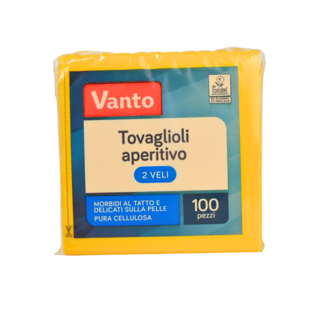 Pz 100 tovaglioli 25x25 in pura cellulosa 2 veli per ristoranti, cocktail bar, aperitivi e feste