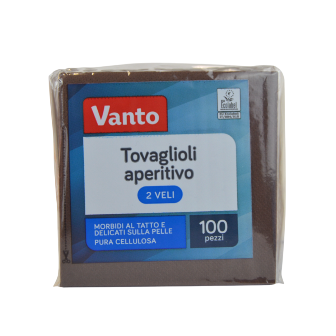 Pz 100 tovaglioli 25x25 in pura cellulosa 2 veli per ristoranti, cocktail bar, aperitivi e feste