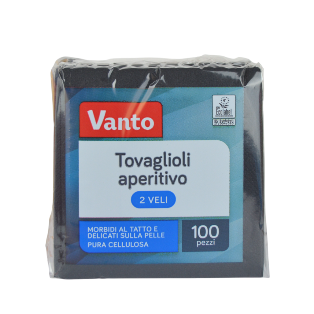Pz 100 tovaglioli 25x25 in pura cellulosa 2 veli per ristoranti, cocktail bar, aperitivi e feste