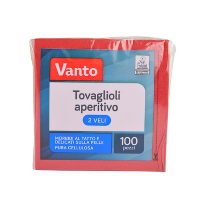 Pz 100 tovaglioli 25x25 in pura cellulosa 2 veli per ristoranti, cocktail bar, aperitivi e feste