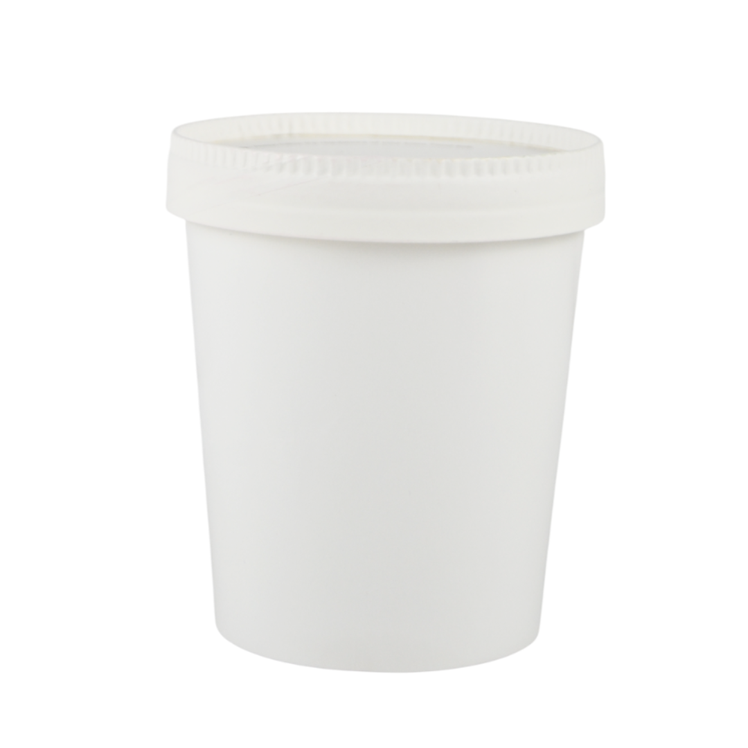 Pz 25 Barattolo per gelato in cartone termico bianco + coperchio per asporto