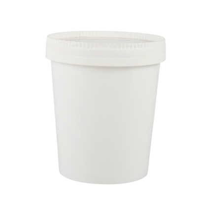 Pz 25 Barattolo per gelato in cartone termico bianco + coperchio per asporto