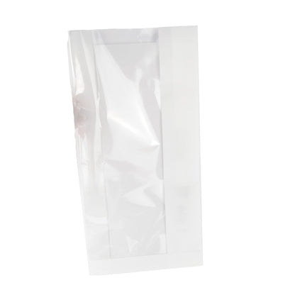 Pz 100 sacchetti con finestra in carta antigrasso avana neutra per pasticcerie, bar, fast food