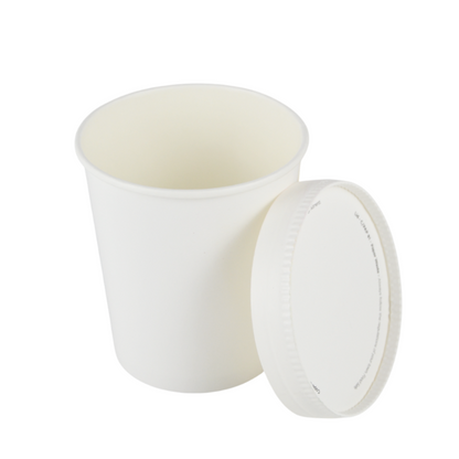 Pz 25 Barattolo per gelato in cartone termico bianco + coperchio per asporto