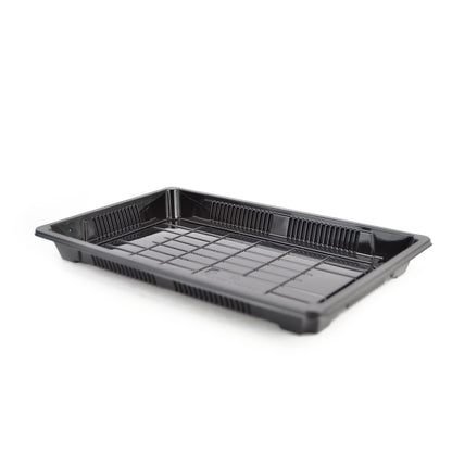 pz 50 vaschetta nera per sushi, sashimi, pesce ideale per l'asporto di circa 14/16 porzioni + coperchio