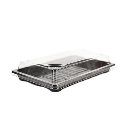 pz 50 vaschetta nera per sushi, sashimi, pesce ideale per l'asporto di circa 14/16 porzioni + coperchio